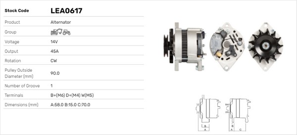Generator / Alternator LEA0617 LUSA