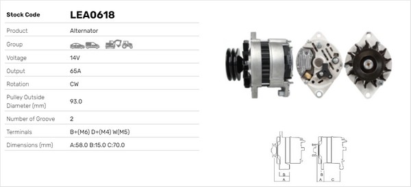 Generator / Alternator LEA0618 LUSA