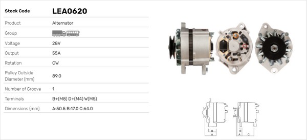 Generator / Alternator LEA0620 LUSA