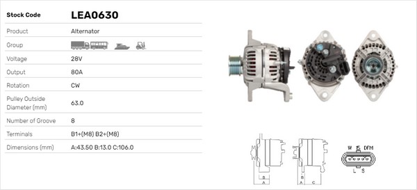 Generator / Alternator LEA0630 LUSA