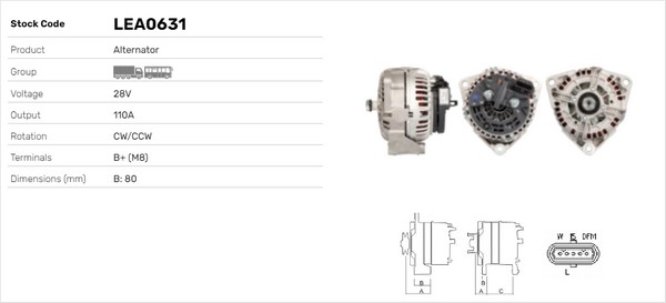Generator / Alternator LEA0631 LUSA