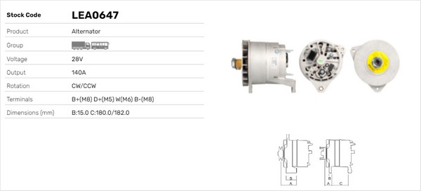 Generator / Alternator LEA0647 LUSA