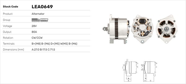 Generator / Alternator LEA0649 LUSA