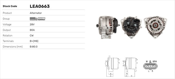 Generator / Alternator LEA0663 LUSA