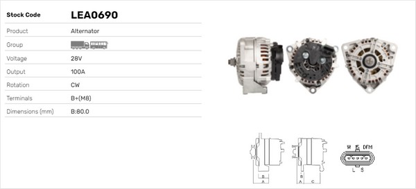 Generator / Alternator LEA0690 LUSA
