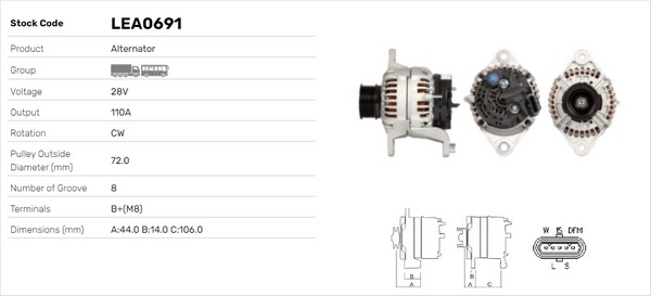 Generator / Alternator LEA0691 LUSA