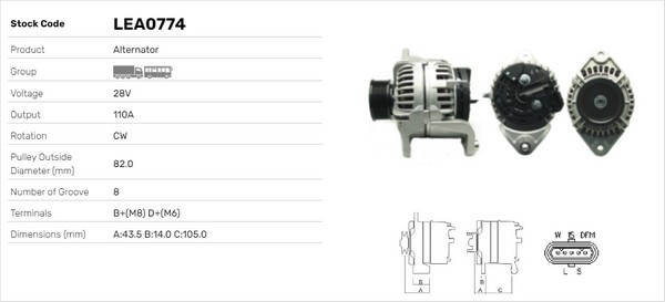 Generator / Alternator LEA0774 LUSA