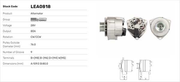 Generator / Alternator LEA0818 LUSA