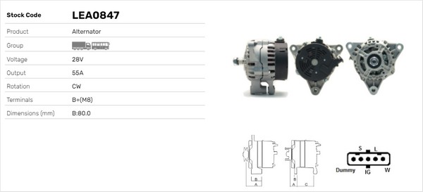Generator / Alternator LEA0847 LUSA