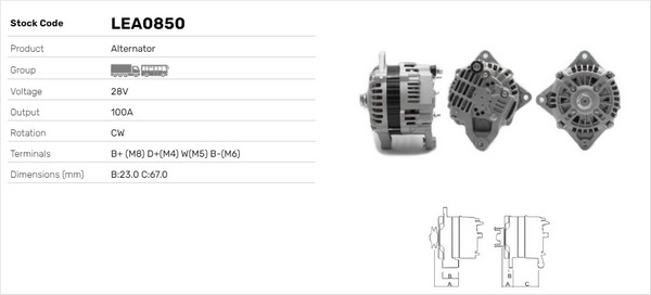 Generator / Alternator LEA0850 LUSA