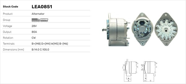 Generator / Alternator LEA0851 LUSA