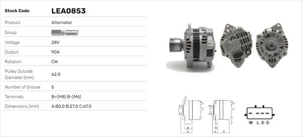 Generator / Alternator LEA0853 LUSA