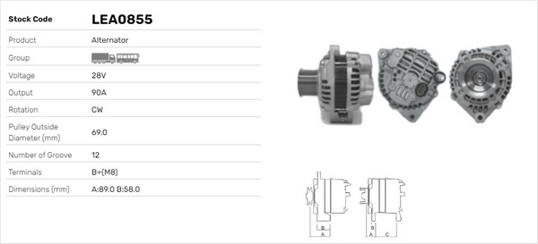 Generator / Alternator LEA0855 LUSA