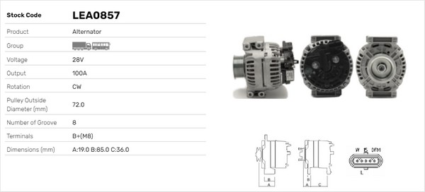Generator / Alternator LEA0857 LUSA
