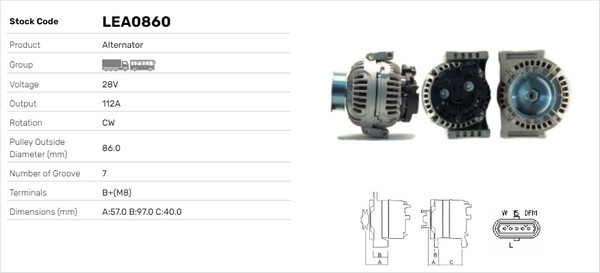 Generator / Alternator LEA0860 LUSA
