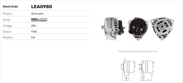 Generator / Alternator LEA0980 LUSA