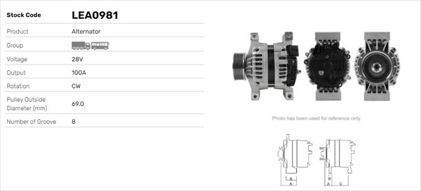 Generator / Alternator LEA0981 LUSA