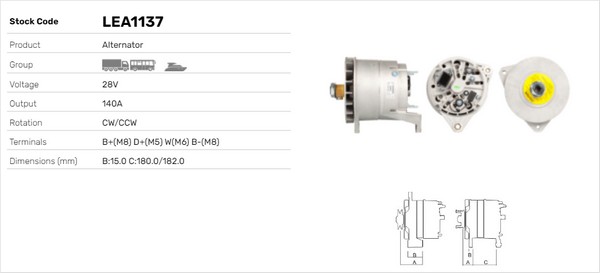 Generator / Alternator LEA1137 LUSA