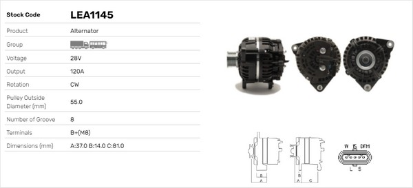 Generator / Alternator LEA1145 LUSA