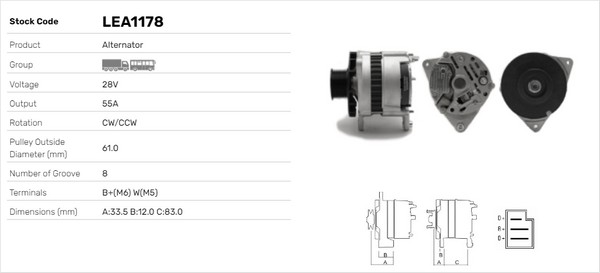 Generator / Alternator LEA1178 LUSA