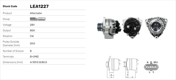 Generator / Alternator LEA1227 LUSA