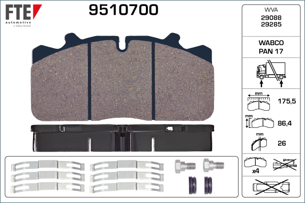 Set placute frana,frana disc 9510700 FTE