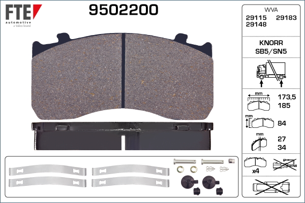 Set placute frana,frana disc 9502200 FTE