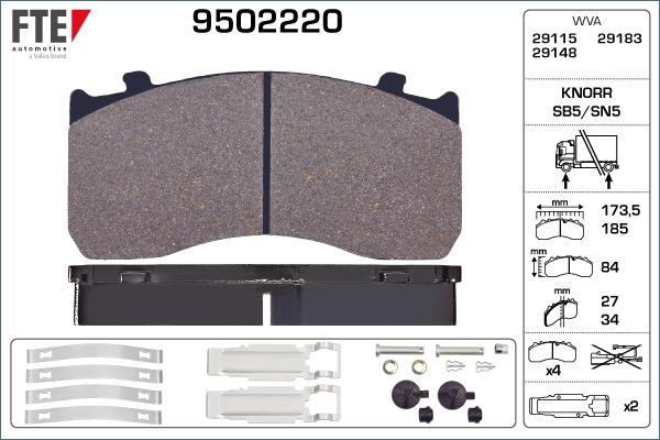 Set placute frana,frana disc 9502220 FTE