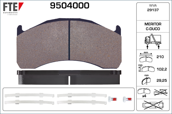 Set placute frana,frana disc 9504000 FTE