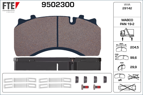 Set placute frana,frana disc 9502300 FTE