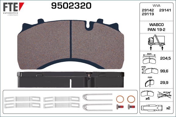 Set placute frana,frana disc 9502320 FTE