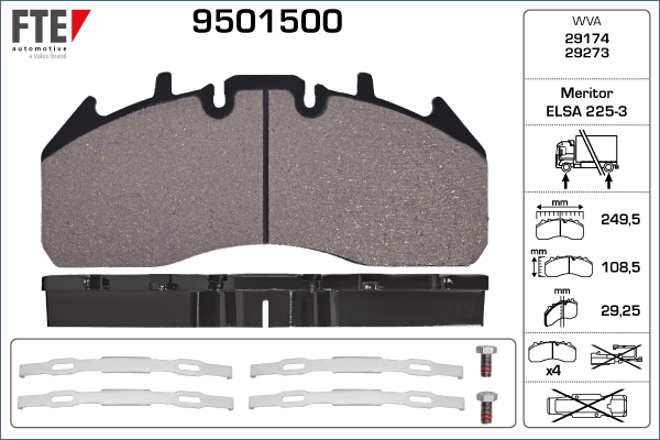 Set placute frana,frana disc 9501500 FTE