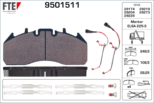 Set placute frana,frana disc 9501511 FTE