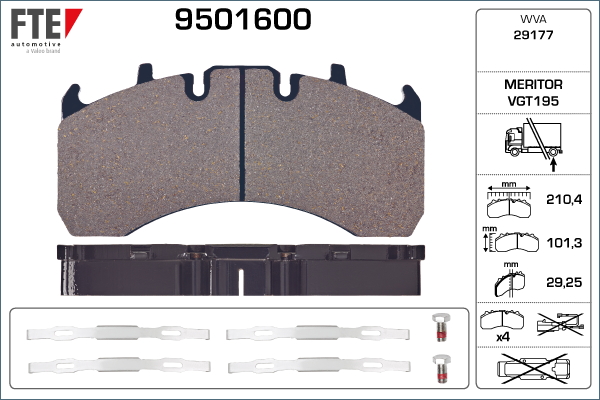 Set placute frana,frana disc 9501600 FTE
