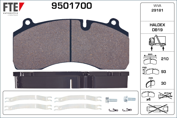 Set placute frana,frana disc 9501700 FTE