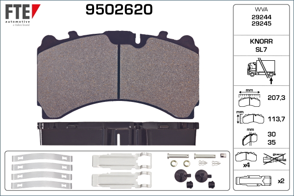 Set placute frana,frana disc 9502620 FTE