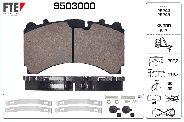 Set placute frana,frana disc 9503000 FTE