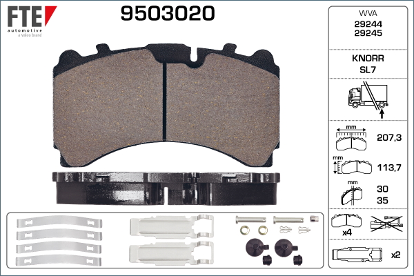 Set placute frana,frana disc 9503020 FTE