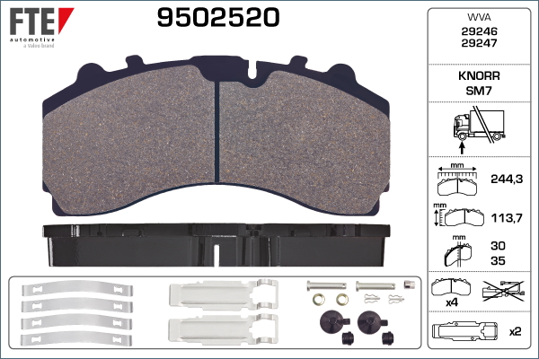 Set placute frana,frana disc 9502520 FTE