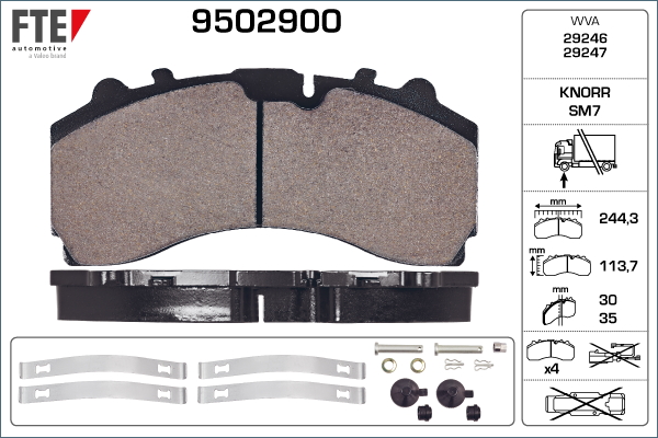 Set placute frana,frana disc 9502900 FTE