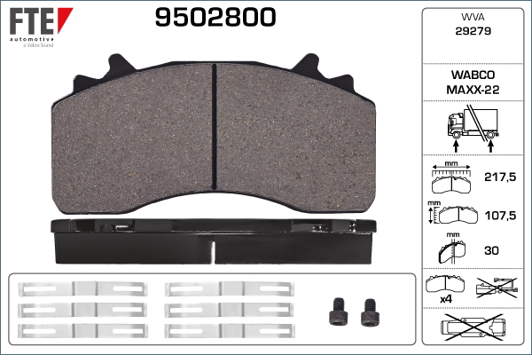 Set placute frana,frana disc 9502800 FTE