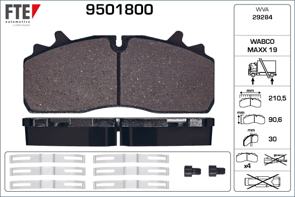 Set placute frana,frana disc 9501800 FTE