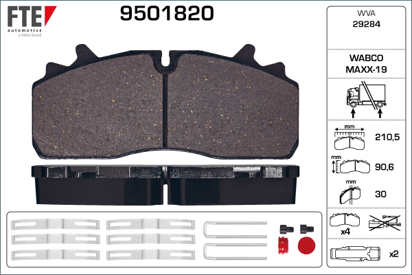 Set placute frana,frana disc 9501820 FTE