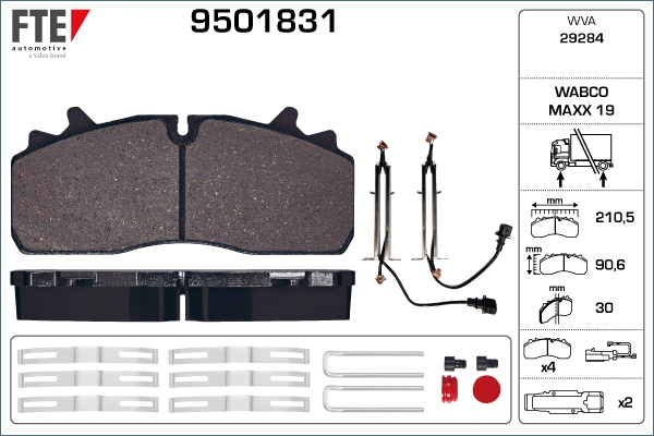 Set placute frana,frana disc 9501831 FTE