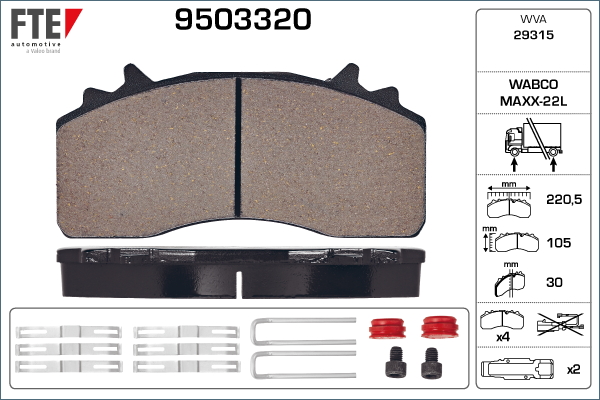 Set placute frana,frana disc 9503320 FTE