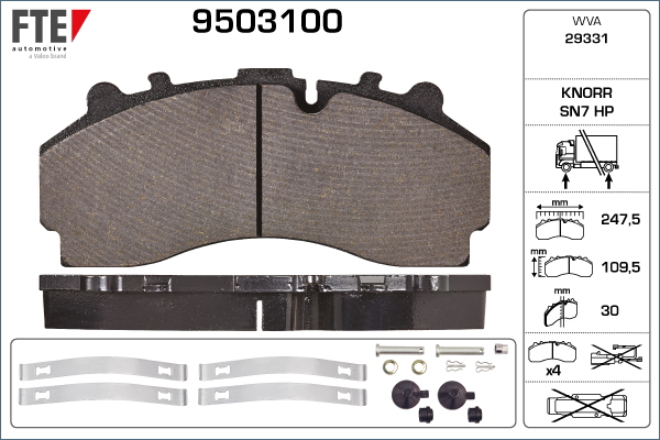 Set placute frana,frana disc 9503100 FTE