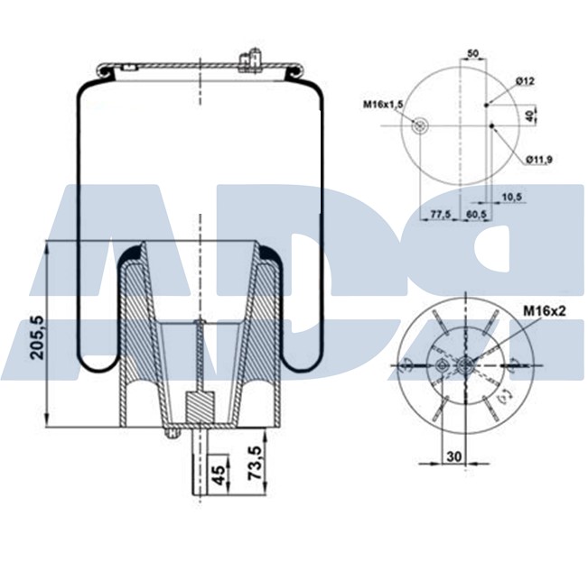 Burduf, suspensie pneumatica 51238290 ADR