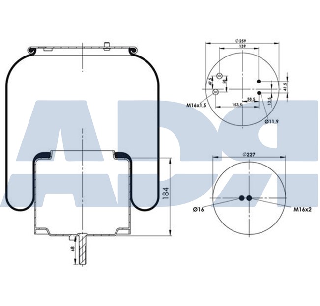 Burduf, suspensie pneumatica 51323822 ADR