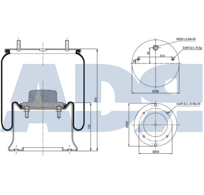 Burduf, suspensie pneumatica 51370904 ADR