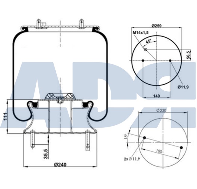 Burduf, suspensie pneumatica 51392900 ADR